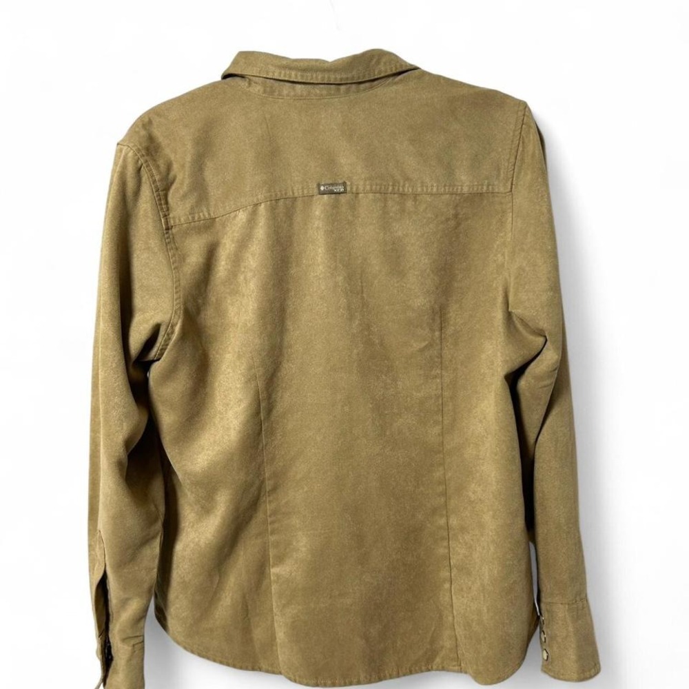 Columbia XCO SnapUp Dress Shirt Women's Large‎ Brown Long Sleeve Tan Faux Suede - Picture 2 of 4